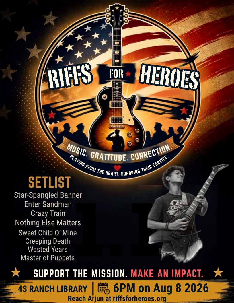 Riffs for Heroes 4S Ranch Library September 15 Event Flyer